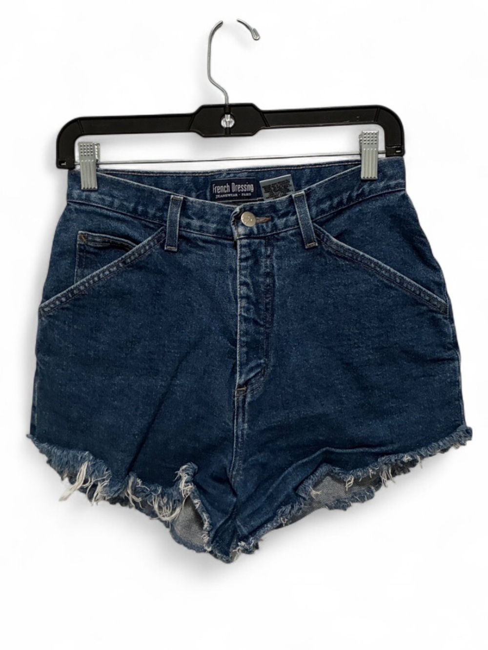Vintage French Dressing Blue Denim High-Waist Frayed Hems Shorts